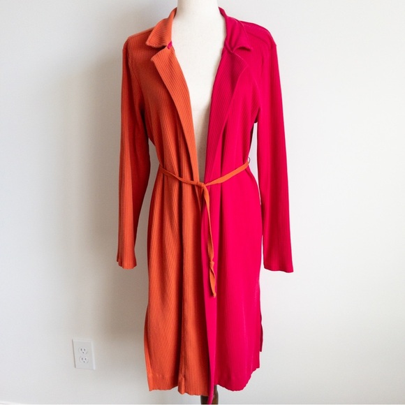 Daily Practice Colorblock Ribbed Yoga Duster Cardigan Robe - Picture 2 of 14